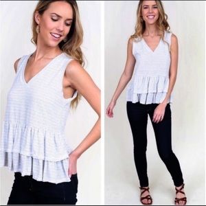 Altar’d State Striped Ruffle Tank Top